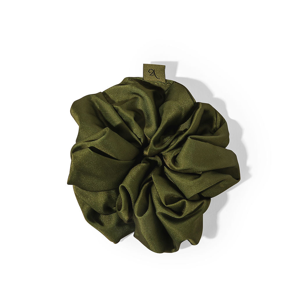 aret-green-satin-scrunchie-for-gentle-hair-styling